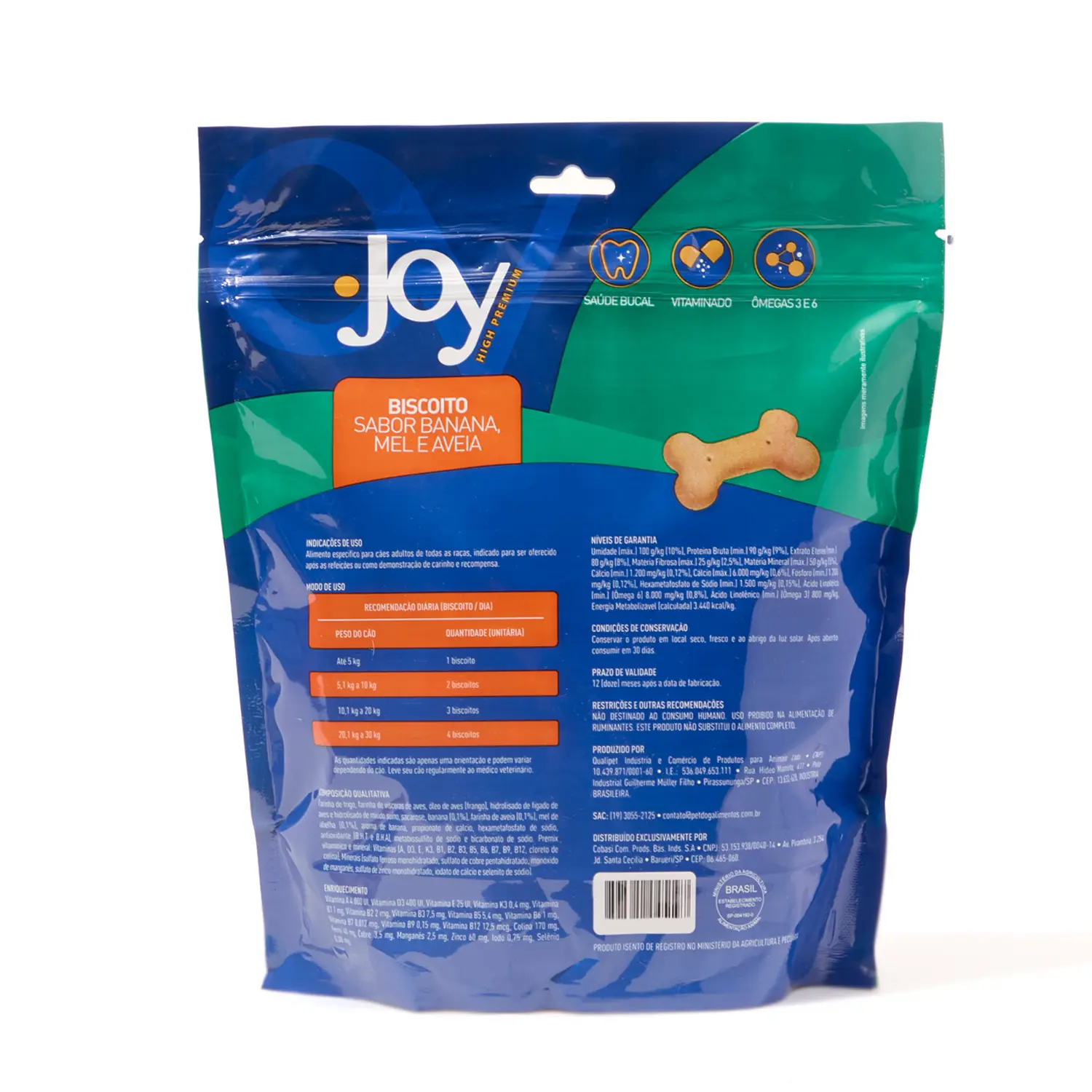 Biscoito Joy para Cães Adultos Banana, Mel e Aveia